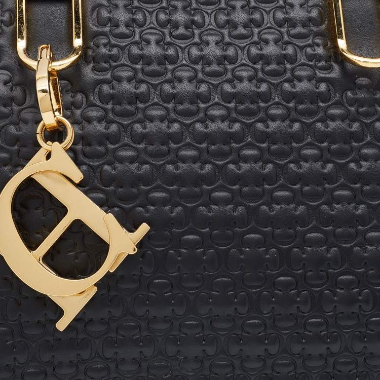 Pre Owned CH Carolina Herrera Black Embossed Leather Duchess Tote