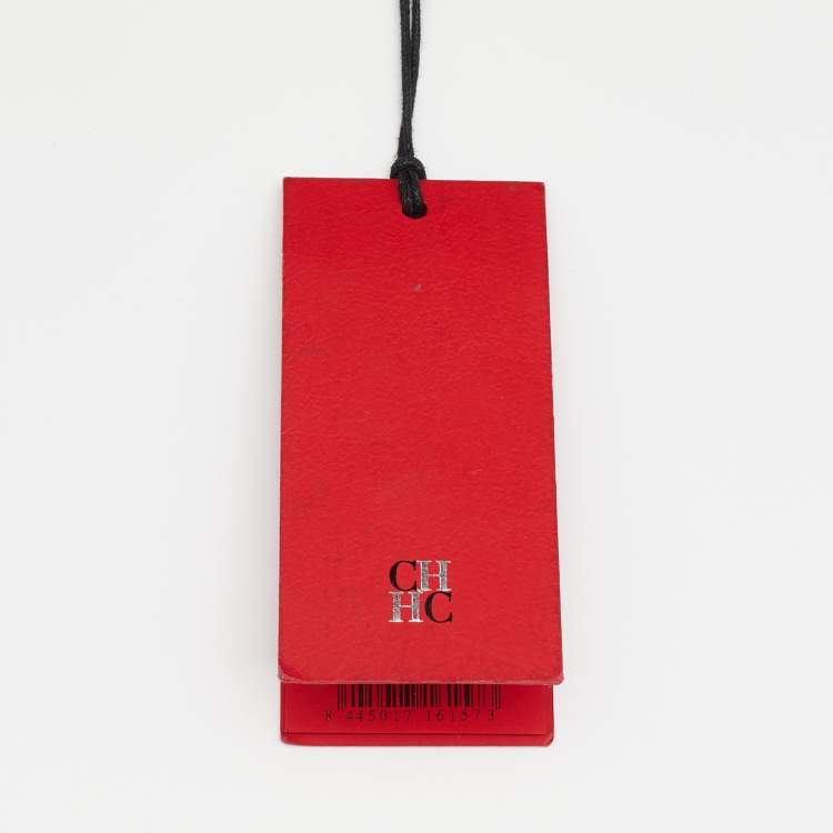 Pre Owned CH Carolina Herrera Black Embossed Leather Duchess Tote