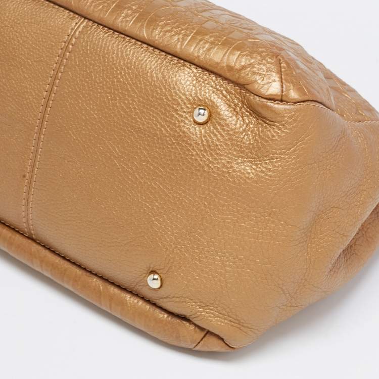 مملوكة مسبقًا CH Carolina Herrera Gold Monogram Embossed Leather Audrey Tote
