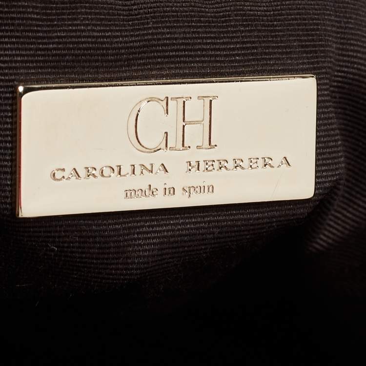 مملوكة مسبقًا CH Carolina Herrera Gold Monogram Embossed Leather Audrey Tote