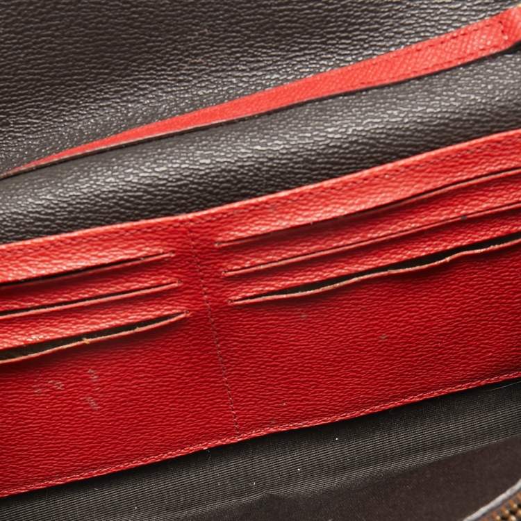Pre Owned CH Carolina Herrera White/Red Monogram Coated Canvas and Leather Wallet On Chain