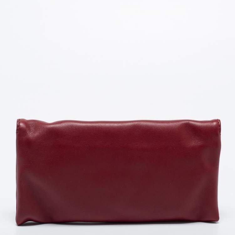 Pre Owned Carolina Herrera Red Leather Envelope Clutch