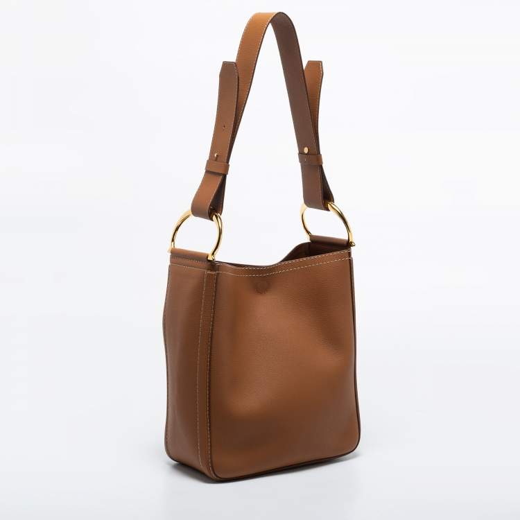 مملوكة مسبقًا CH Carolina Herrera Brown Leather Insignia Shoulder Bag