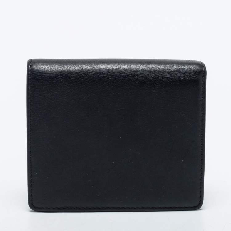 مملوكة مسبقًا CH Carolina Herrera Black Leather Bow Compact Wallet