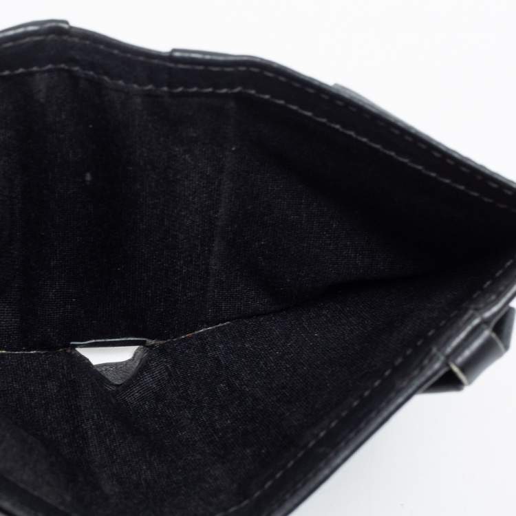 مملوكة مسبقًا CH Carolina Herrera Black Leather Bow Compact Wallet
