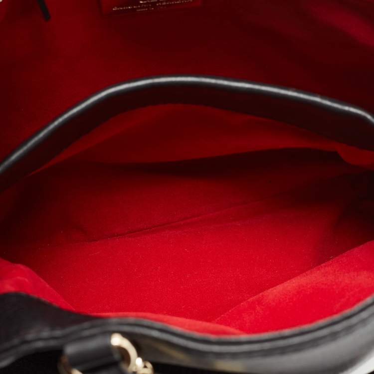 Pre Owned Carolina Herrera Black Leather Charm Tote
