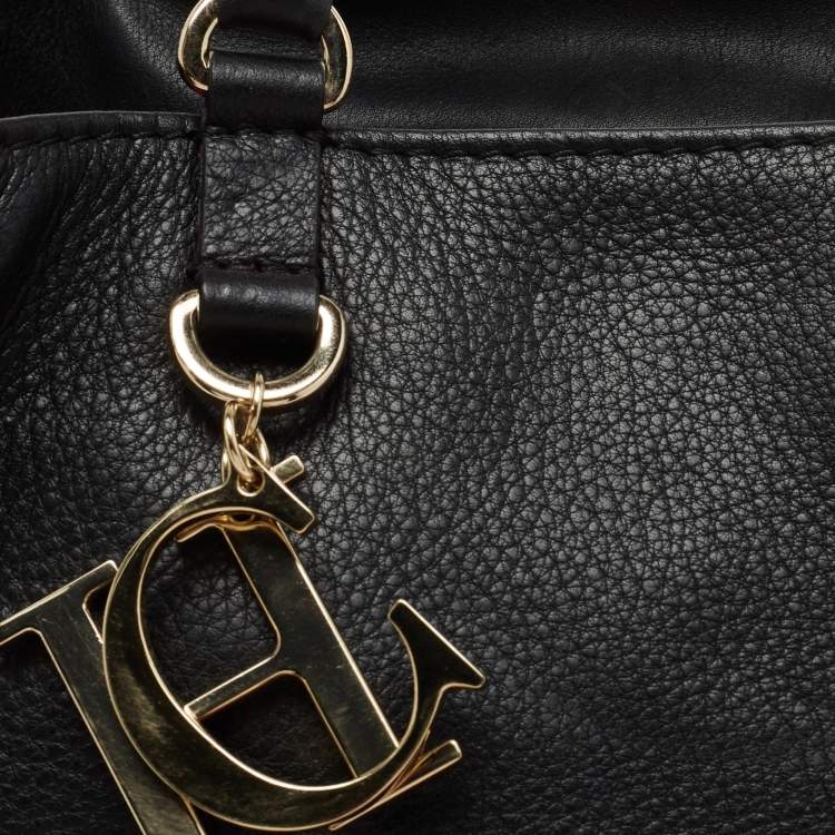 Pre Owned Carolina Herrera Black Leather Charm Tote