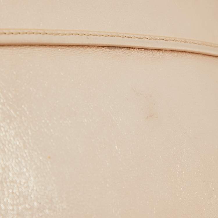 Pre Owned CH Carolina Herrera Pale Gold Leather Bow Flap Shoulder Bag