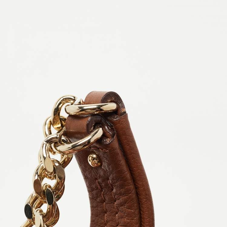 Pre Owned CH Carolina Herrera Brown Monogram Leather Audrey Tote