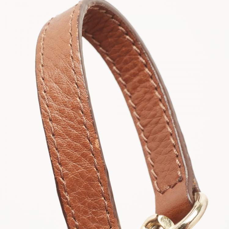 Pre Owned Carolina Herrera Brown Signature Embossed Leather Chain Hobo