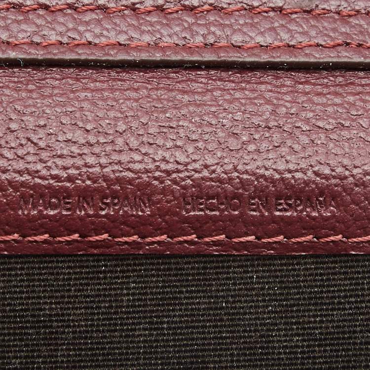 Pre Owned Carolina Herrera Burgundy/Beige Monogram Coated Canvas and Leather Flap Wallet on Chain