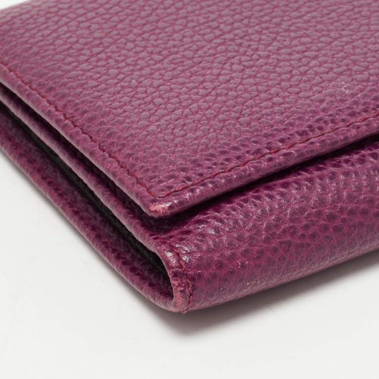 Pre Owned Carolina Herrera Burgundy Leather Trifold Continental Wallet