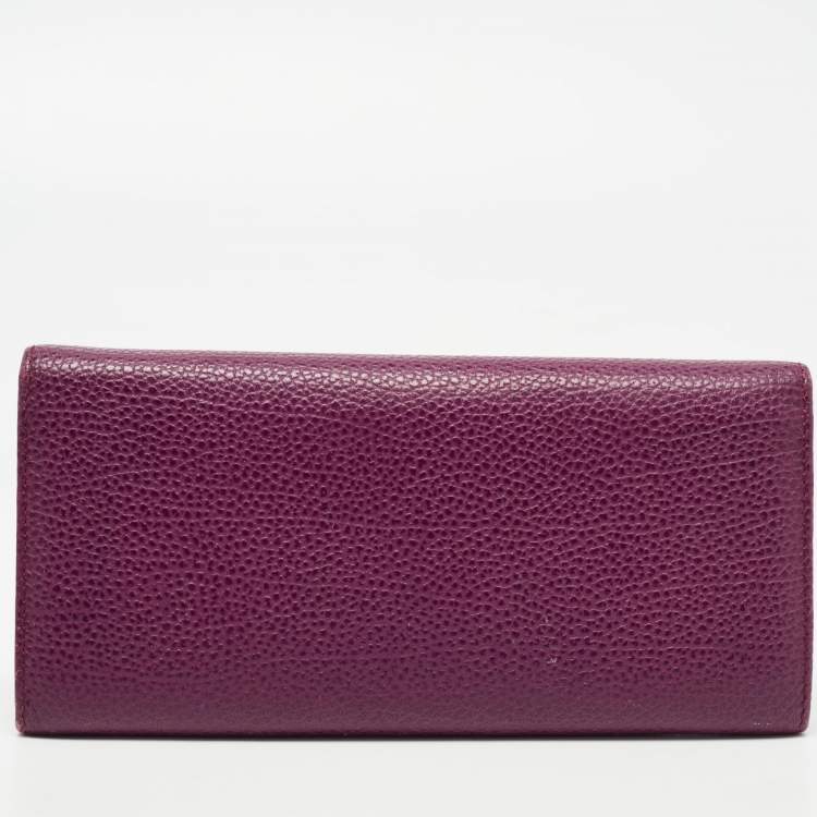 Pre Owned Carolina Herrera Burgundy Leather Trifold Continental Wallet