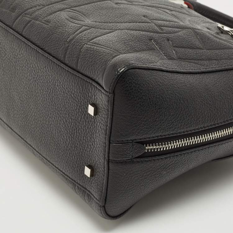 Pre Owned Carolina Herrera Black Embossed Leather Duke Satchel