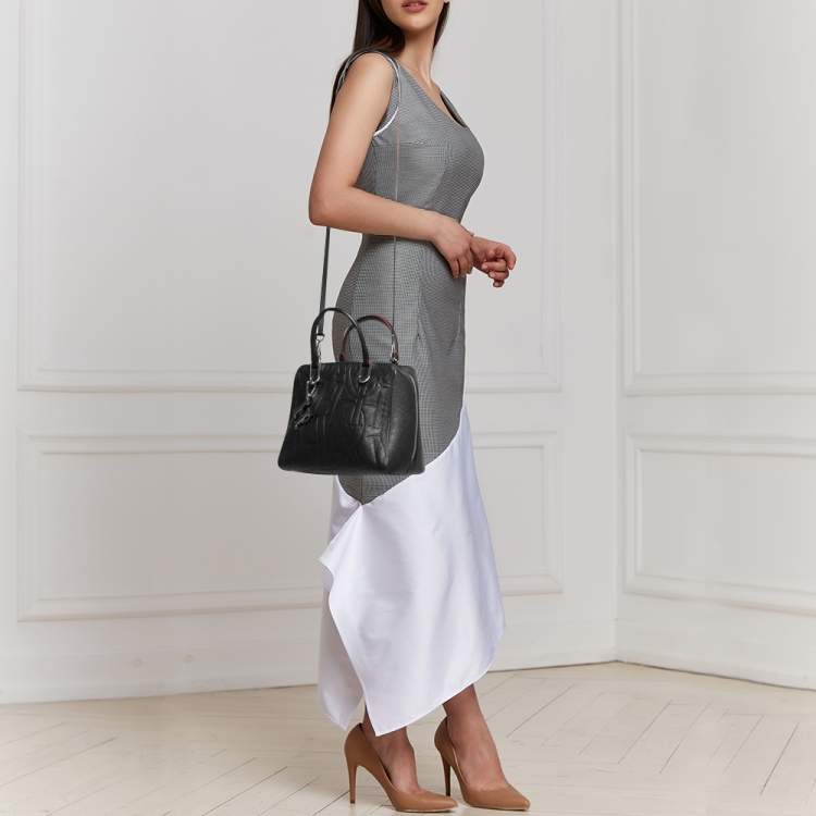 Pre Owned Carolina Herrera Black Embossed Leather Duke Satchel