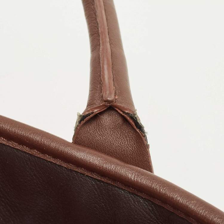 Pre Owned Carolina Herrera Beige/Brown Monogram Canvas and Suede Tote