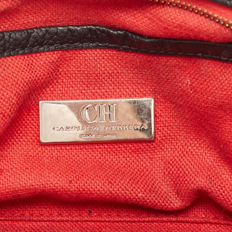 Pre Owned Carolina Herrera Black Leather Duke Satchel