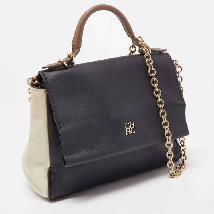 Pre Owned Carolina Herrera Multicolor Leather Mini Minuetto Top Handle Bag
