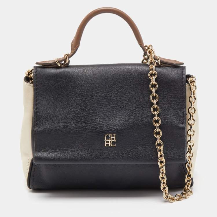 Pre Owned Carolina Herrera Multicolor Leather Mini Minuetto Top Handle Bag