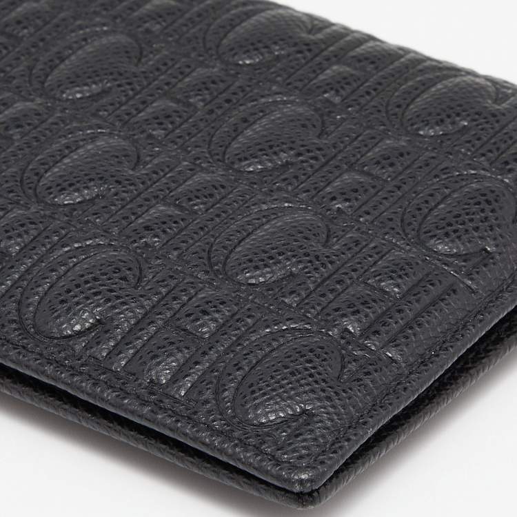 Pre Owned Carolina Herrera Black Monogram Leather Bifold Continental Wallet