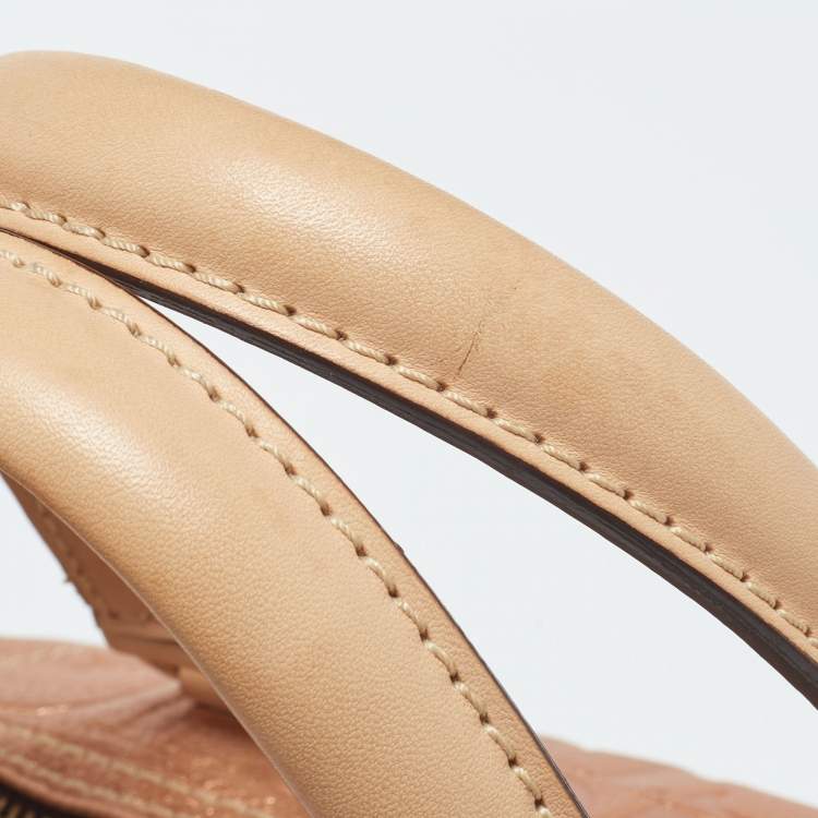 Pre Owned Carolina Herrera Metallic Leather Andy Boston Bag