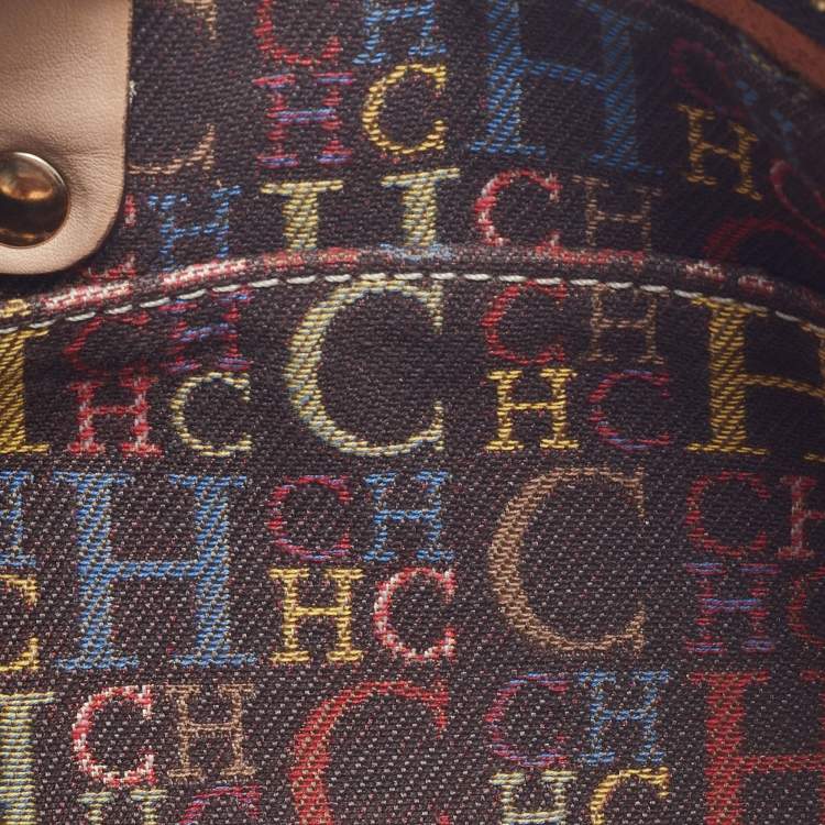 Pre Owned Carolina Herrera Metallic Leather Andy Boston Bag