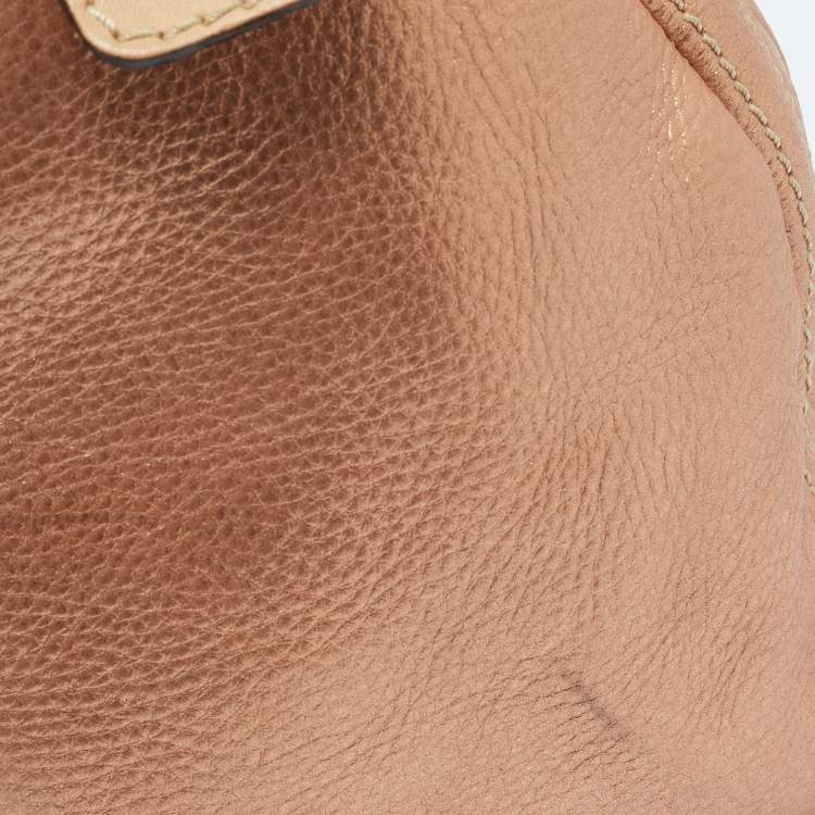 Pre Owned Carolina Herrera Metallic Leather Andy Boston Bag