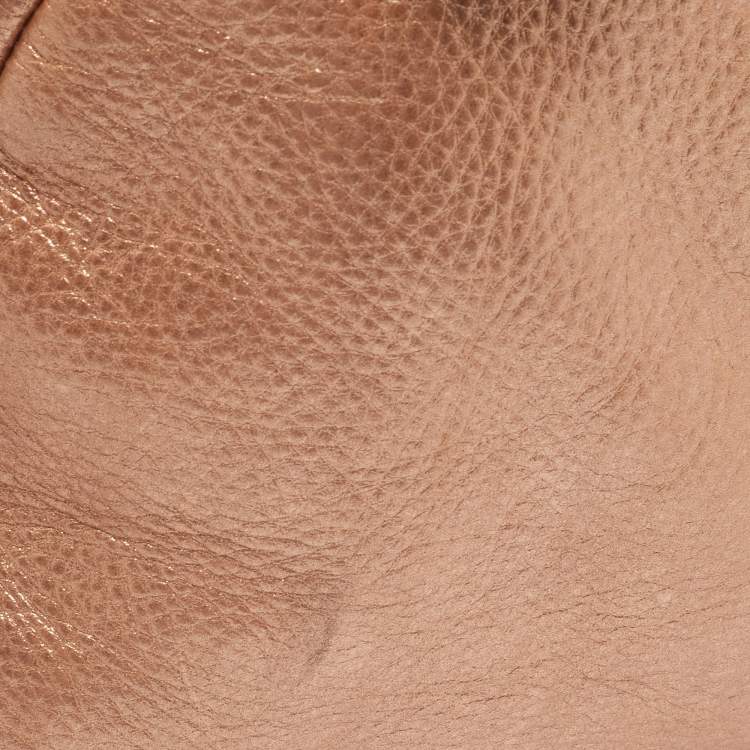 Pre Owned Carolina Herrera Metallic Leather Andy Boston Bag