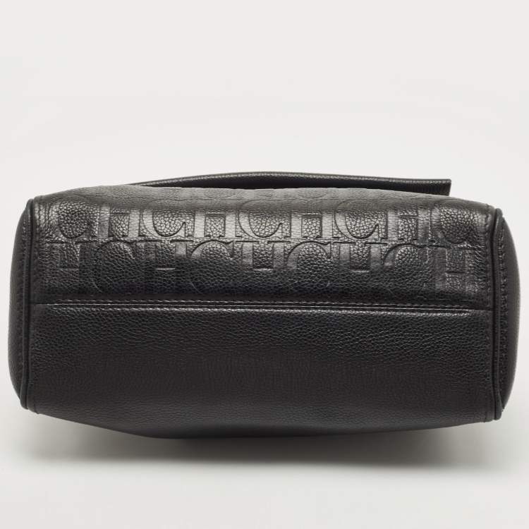 Pre Owned Carolina Herrera Black Leather Minuetto Flap Top Handle Bag