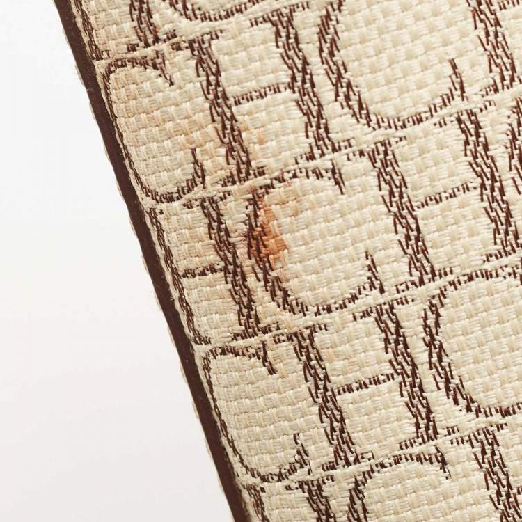 Pre Owned Carolina Herrera Brown/Beige Monogram Canvas and Leather Patchwork Tote