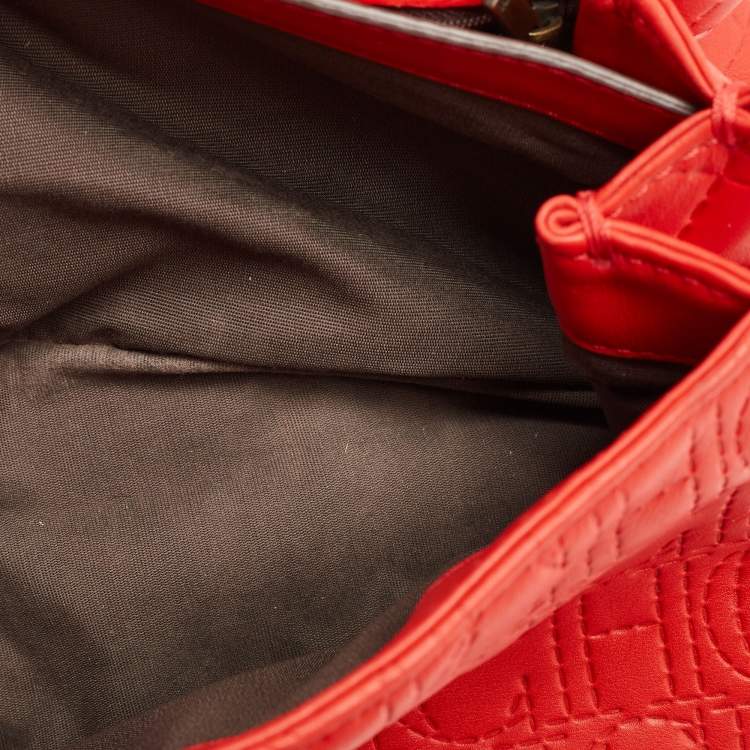 Pre Owned Carolina Herrera Red Quilted Leather Bow Flap Chain Bag