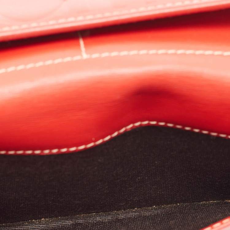 Pre Owned Carolina Herrera Red Monogram Embossed Leather Flap Continental Wallet
