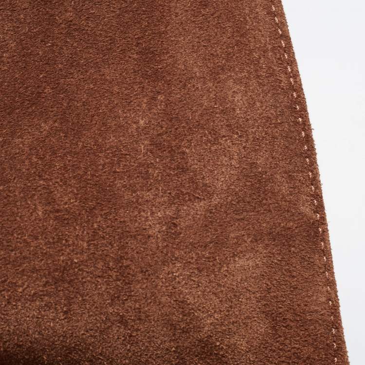 Pre Owned  Carolina Herrera Brown Monogram Leather Medium Andy Locked Crossbody Bag 