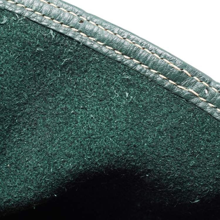 Pre Owned  Carolina Herrera Green Monogram Embossed Leather Andy Tote