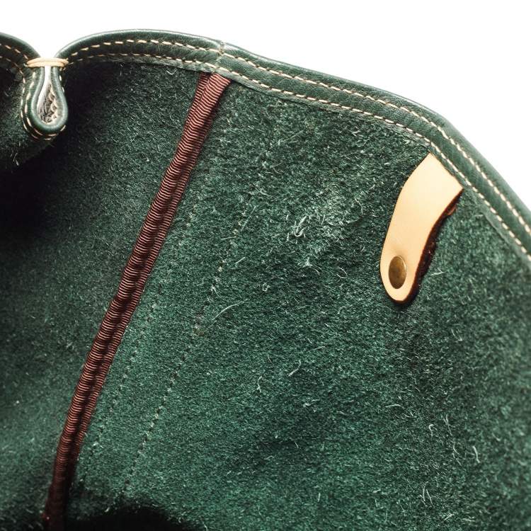 Pre Owned  Carolina Herrera Green Monogram Embossed Leather Andy Tote