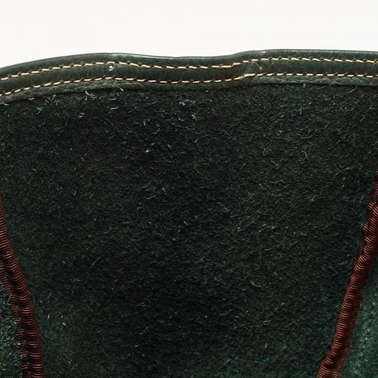 Pre Owned  Carolina Herrera Green Monogram Embossed Leather Andy Tote