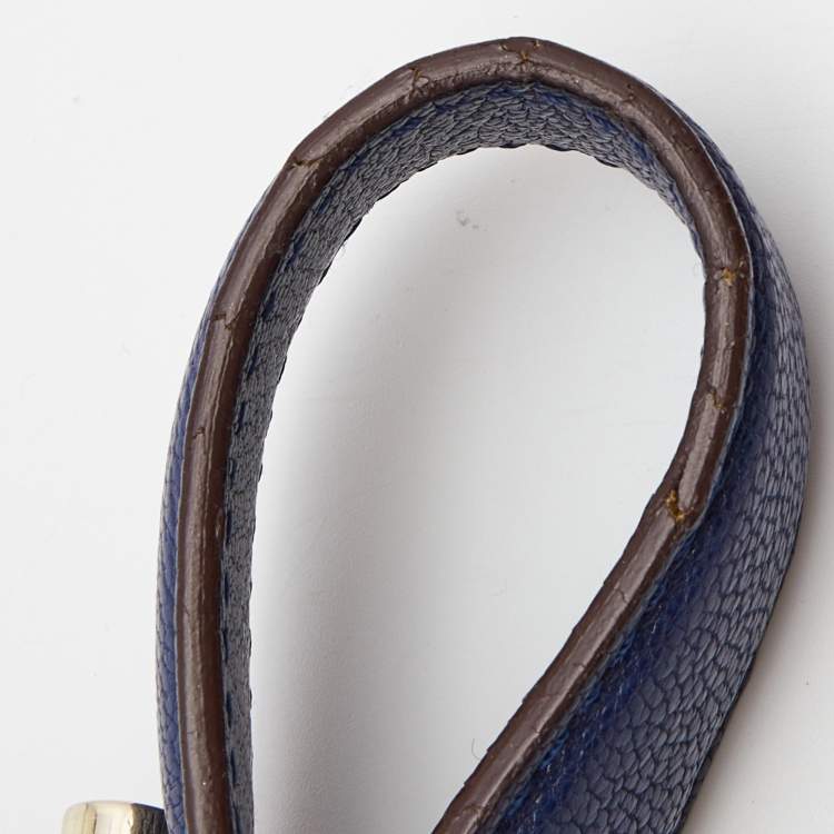 مملوكة مسبقًا Carolina Herrera Navy Blue Leather Crystals Embellished Lock and Logo Chain Bag