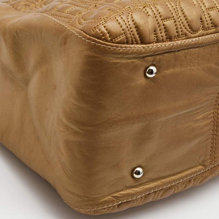 Pre Owned  Carolina Herrera Bronze Monogram Embossed Leather Chain Bag