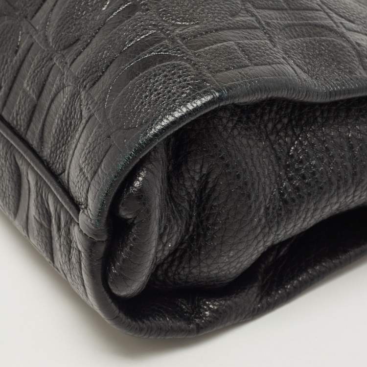 مملوكة مسبقًا Carolina Herrera Black Monogram Leather Shoulder Bag