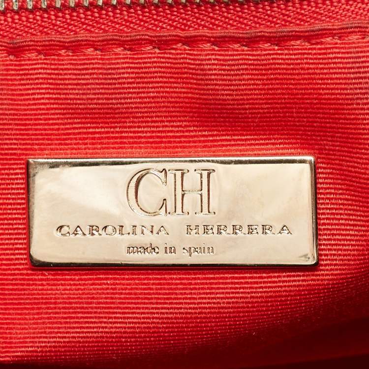 مملوكة مسبقًا Carolina Herrera Black Monogram Leather Shoulder Bag