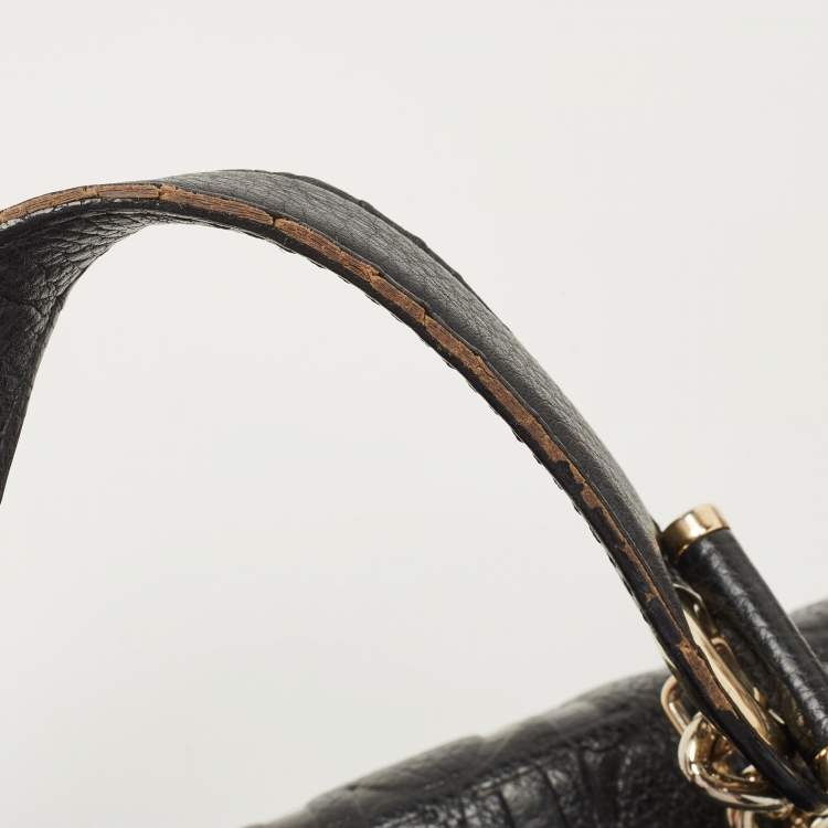 مملوكة مسبقًا Carolina Herrera Black Monogram Leather Shoulder Bag