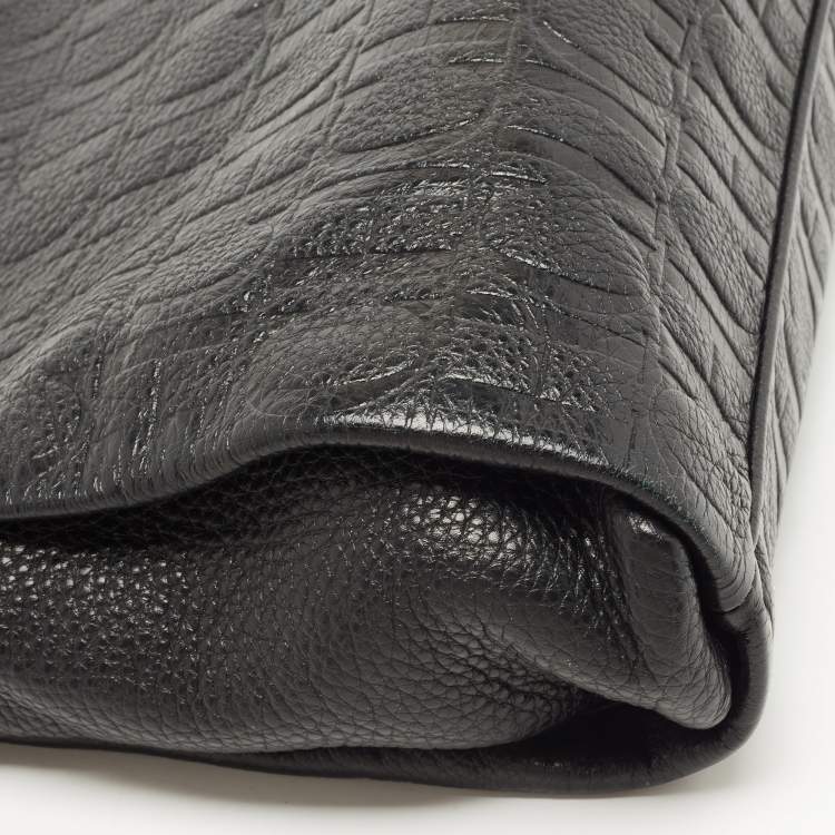 مملوكة مسبقًا Carolina Herrera Black Monogram Leather Shoulder Bag