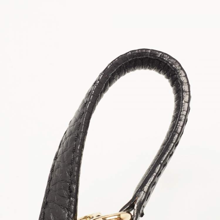 Pre Owned Carolina Herrera Black Leather Tassel Flap Shoulder Bag