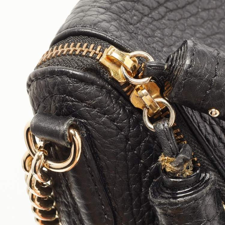 Pre Owned Carolina Herrera Black Leather Tassel Flap Shoulder Bag