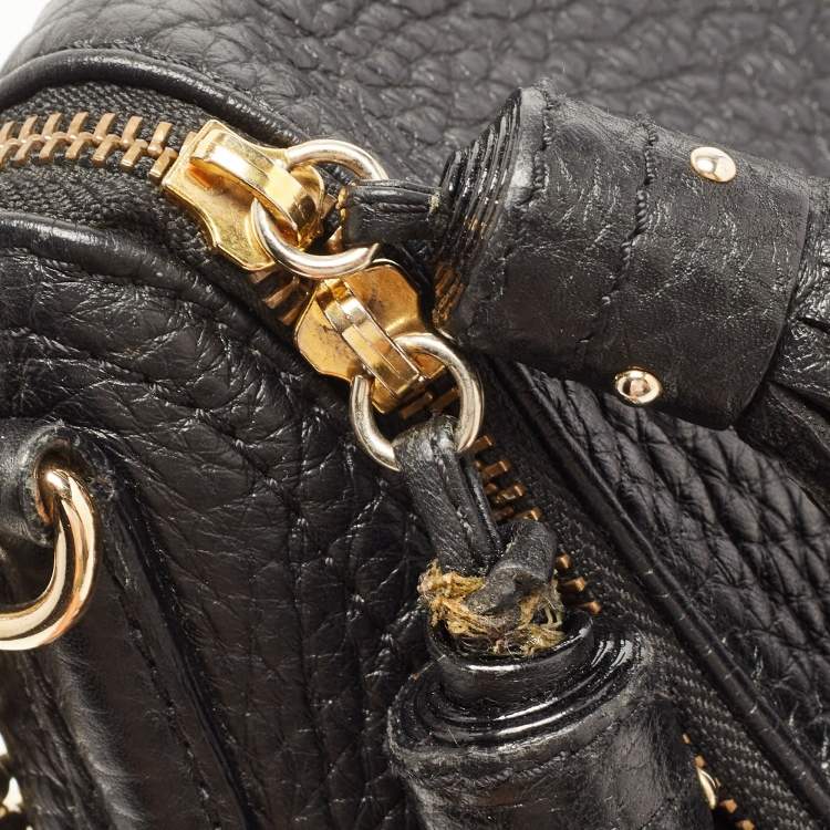 Pre Owned Carolina Herrera Black Leather Tassel Flap Shoulder Bag