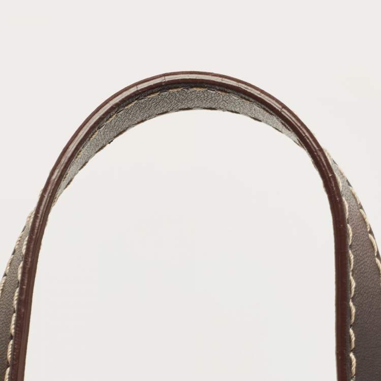 Pre Owned  Carolina Herrera Brown/Beige Monogram Canvas and Leather Bucket Tote