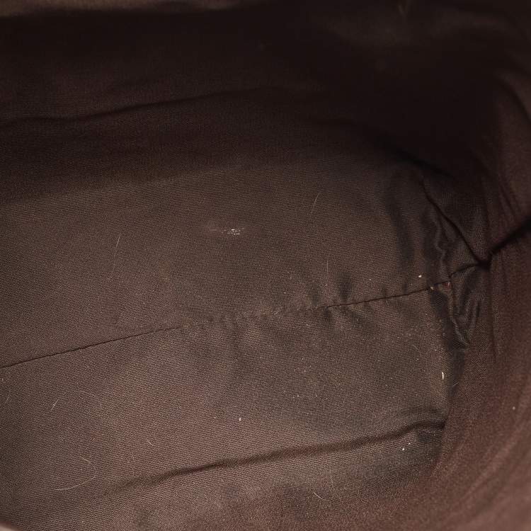 Pre Owned  Carolina Herrera Brown/Beige Monogram Canvas and Leather Bucket Tote