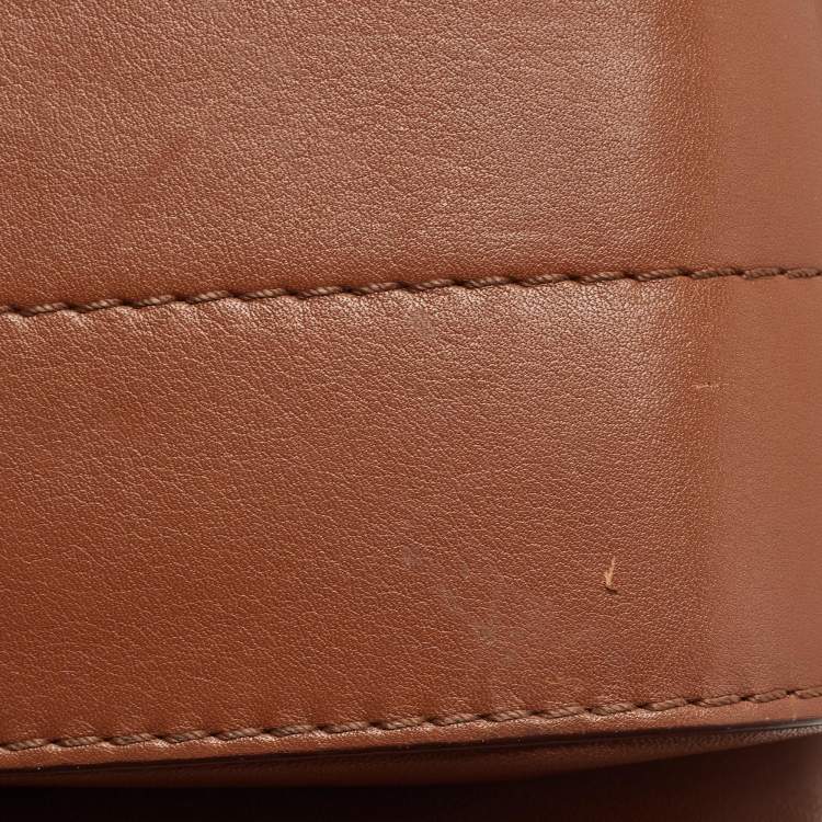 Pre Owned Carolina Herrera Brown Leather CHHC Flap Shoulder Bag