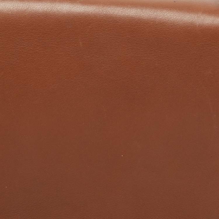 Pre Owned Carolina Herrera Brown Leather CHHC Flap Shoulder Bag