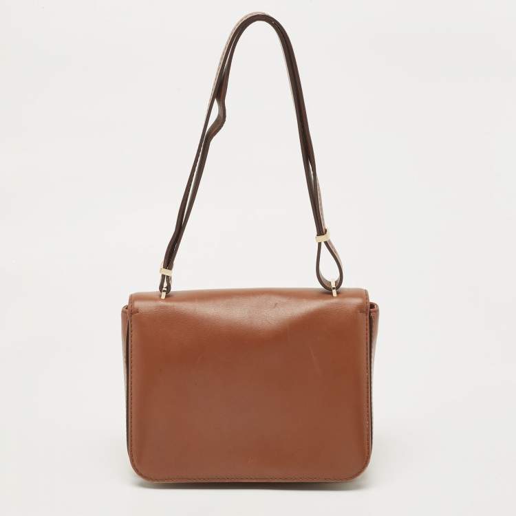 Pre Owned Carolina Herrera Brown Leather CHHC Flap Shoulder Bag